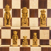 Teddy Bear - Burgundy & Ivory Chess Set